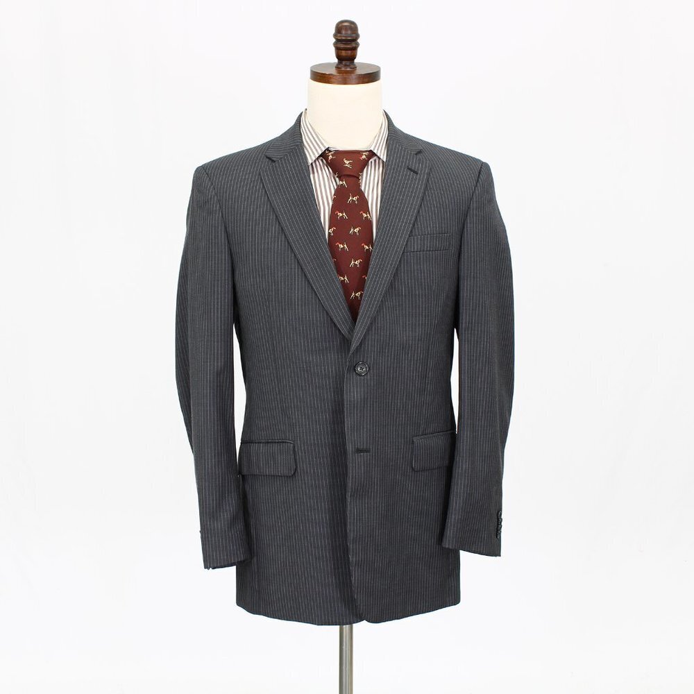 Tommy Hilfiger 41R Gray Striped 2-Button Sport Coat Blazer Jacket B971